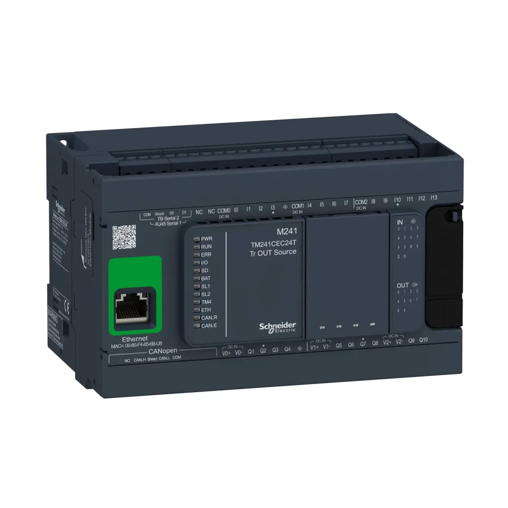 Schneider Electric TM241CE40T Styrenhet digital, 24 VDC 24 ingångar, 16 utgångar