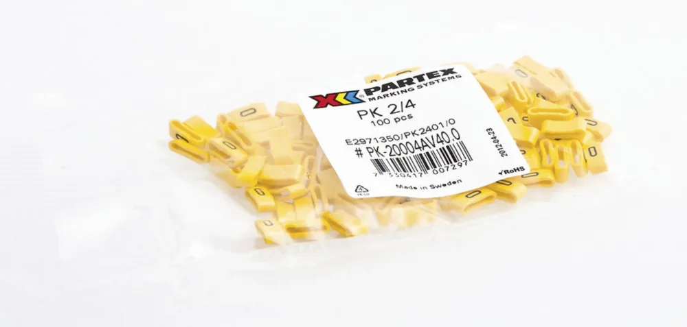 Partex PK2401/5 Kabelmärkning siffror, gul, 100-pack 5