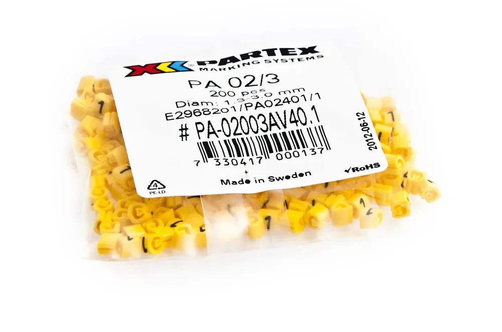 Partex PA02401/4 Kabelmärkning siffror, Ø1,3-3 mm, 200-pack 4