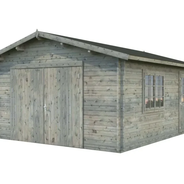 Palmako Roger Garage 24,8 m²/inv. 23,9 m², med port, grå, impr.