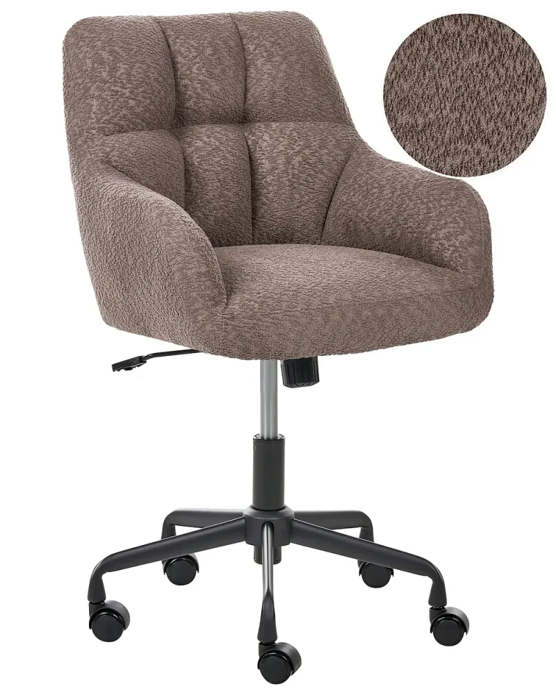 Skrivbordsstol PALMDALE Bouclé Mörkbrun
