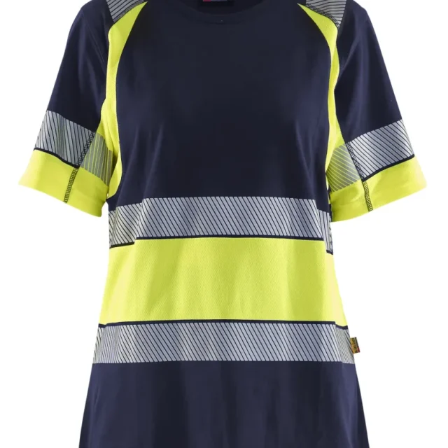 Blåkläder 341010308833S T-shirt varsel, marinblå/gul Marinblå/gul