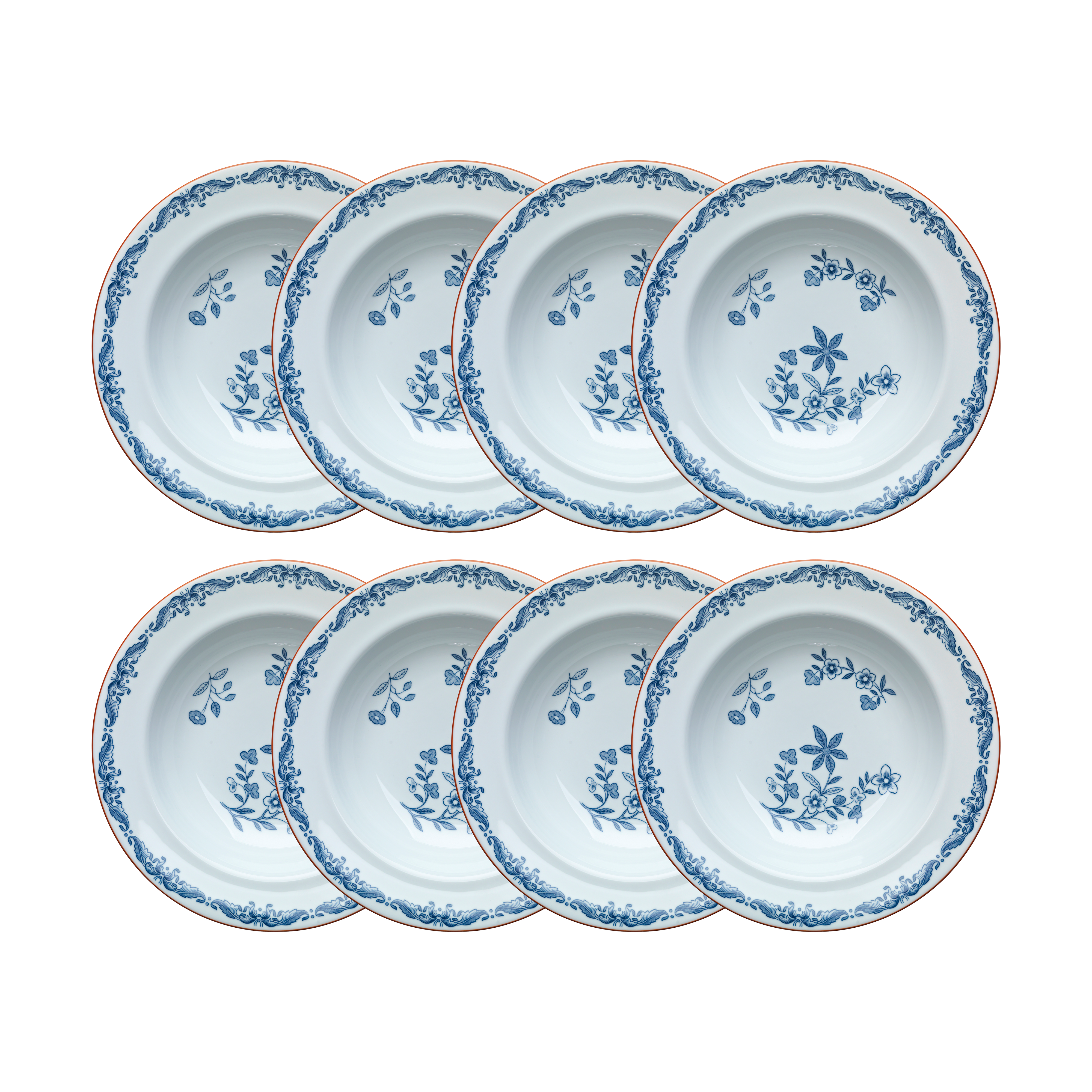 Ostindia djup tallrik Ø24 cm 8-pack – Blå