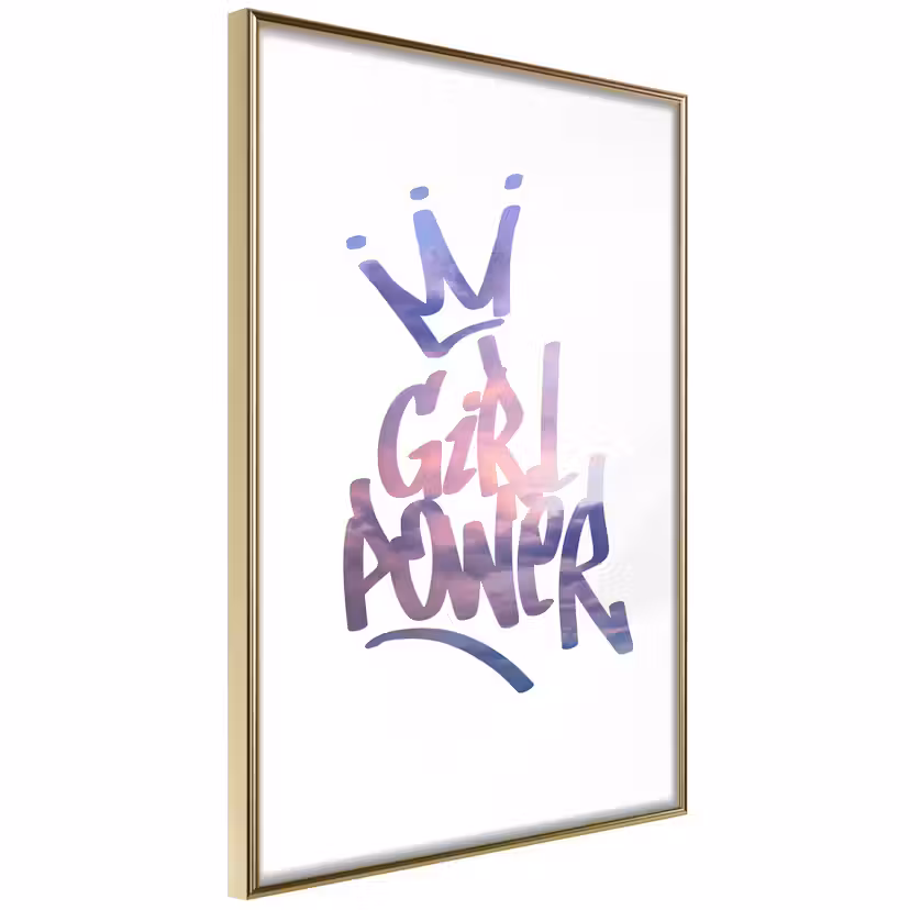 Poster Artgeist Affisch Girl Power Guld ram, 20x30 cm