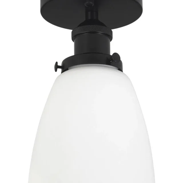PR Home Kappa 3301407 Taklampa Metallchassi svart, mjölkvitt glas