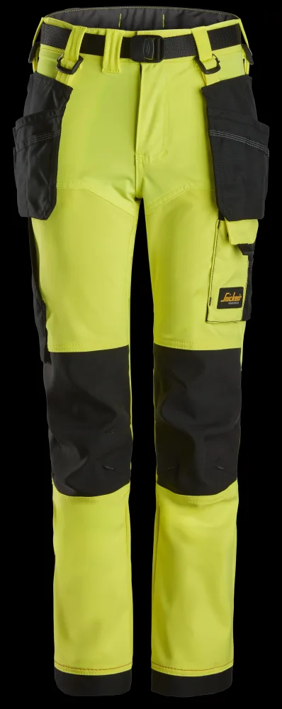 Snickers Workwear 7575-6704 AllroundWork Arbetsbyxa för barn, neongul/svart 122