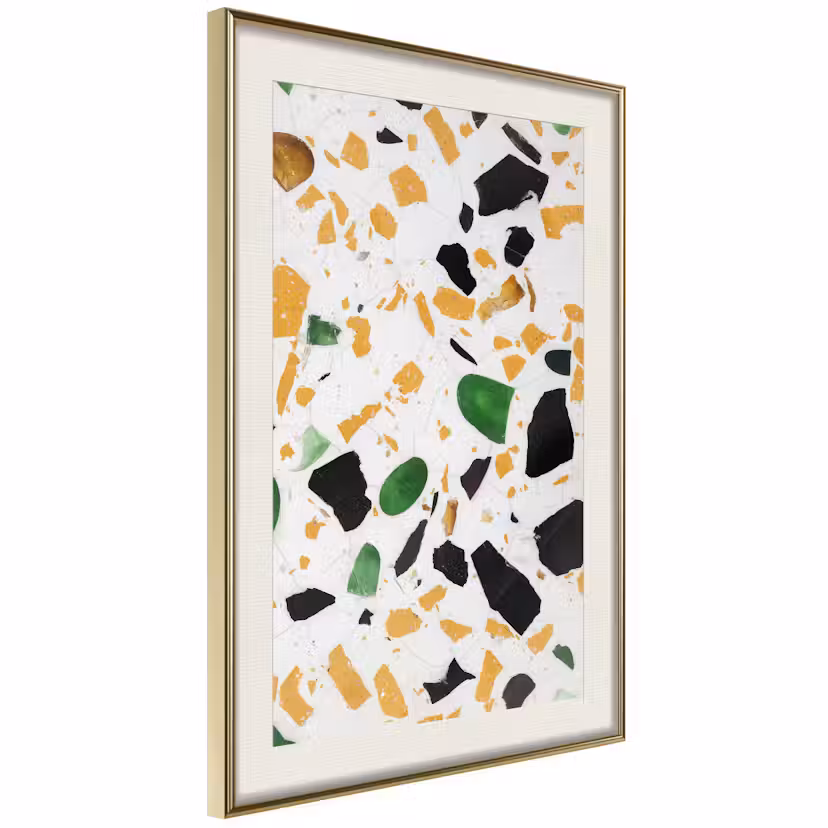 Poster Artgeist Affisch Terrazzo Guld ram med passepartout, 40x60 cm