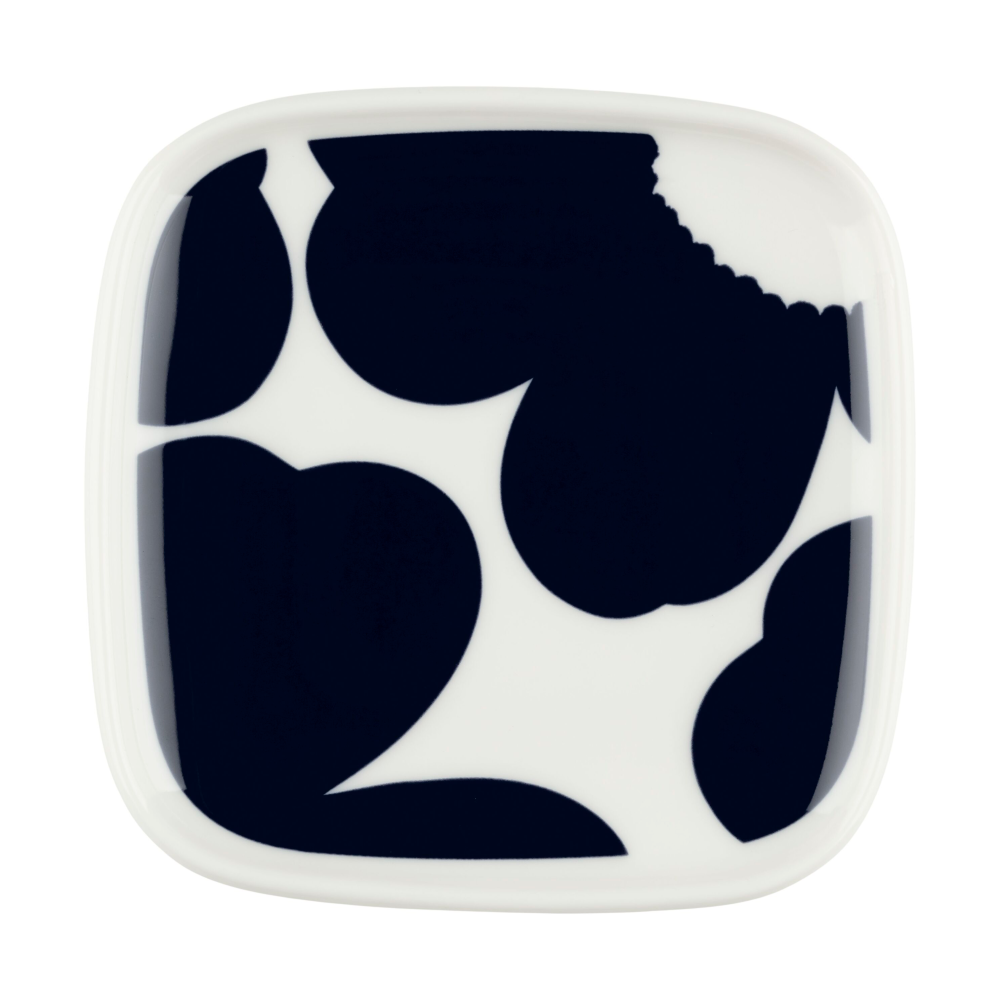 Iso Unikko assiett 10x10 cm, White-dark blue