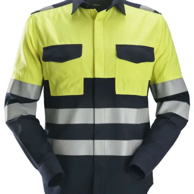 Snickers Workwear 8563 ProtecWork Svetsskjorta varsel, gul/marinblå 4XL