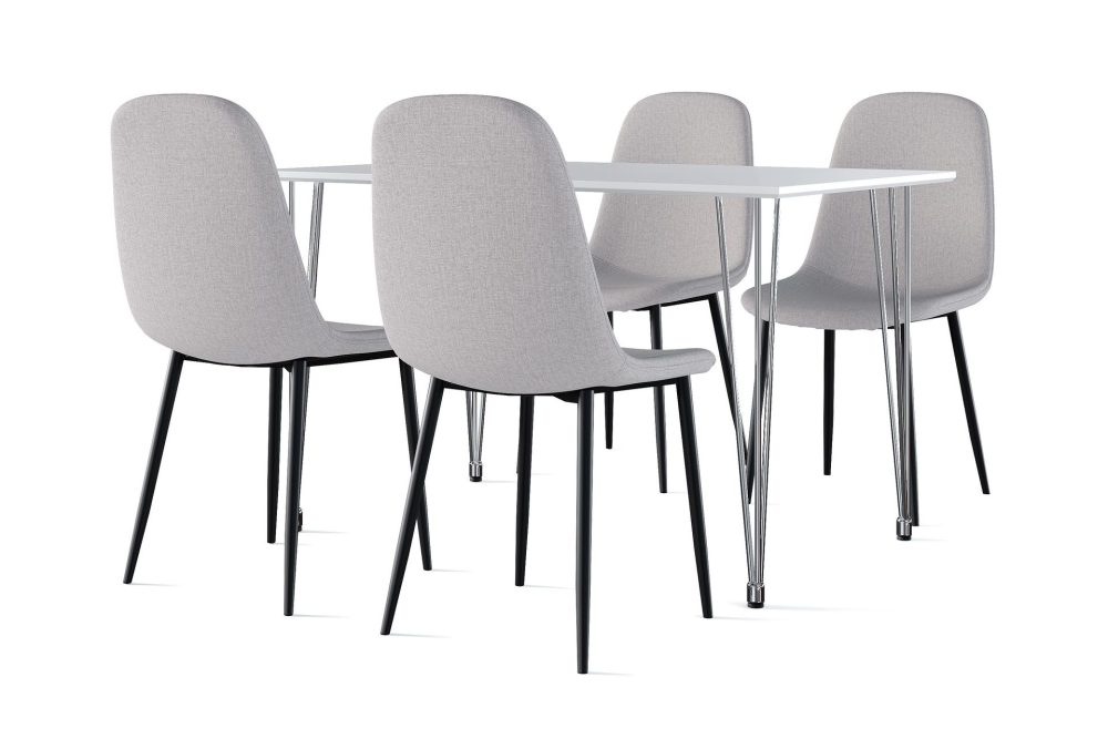 Kronblom Matbord 120 cm + 4 st Nibe stol grå med svarta ben