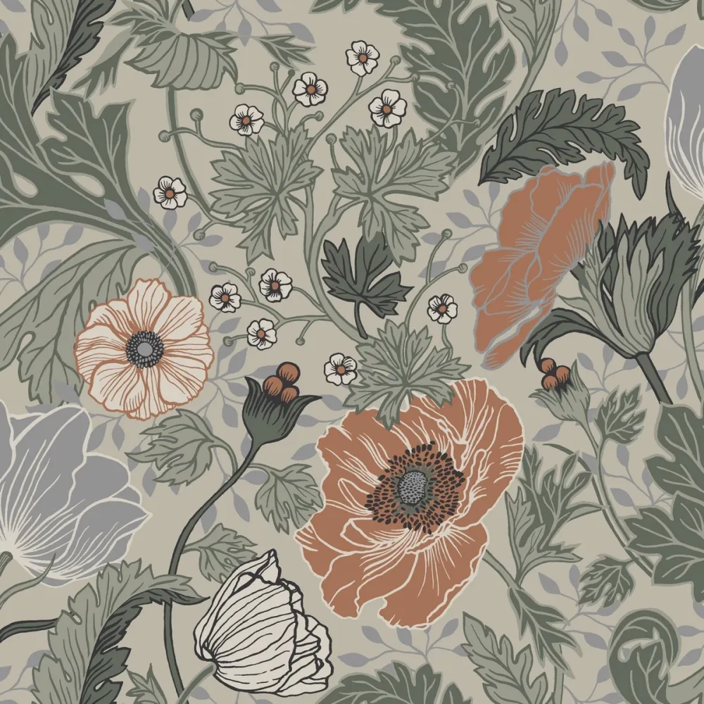 Apelviken Anemone 33001 Beige Tapet - Midbec | Stuvbutiken