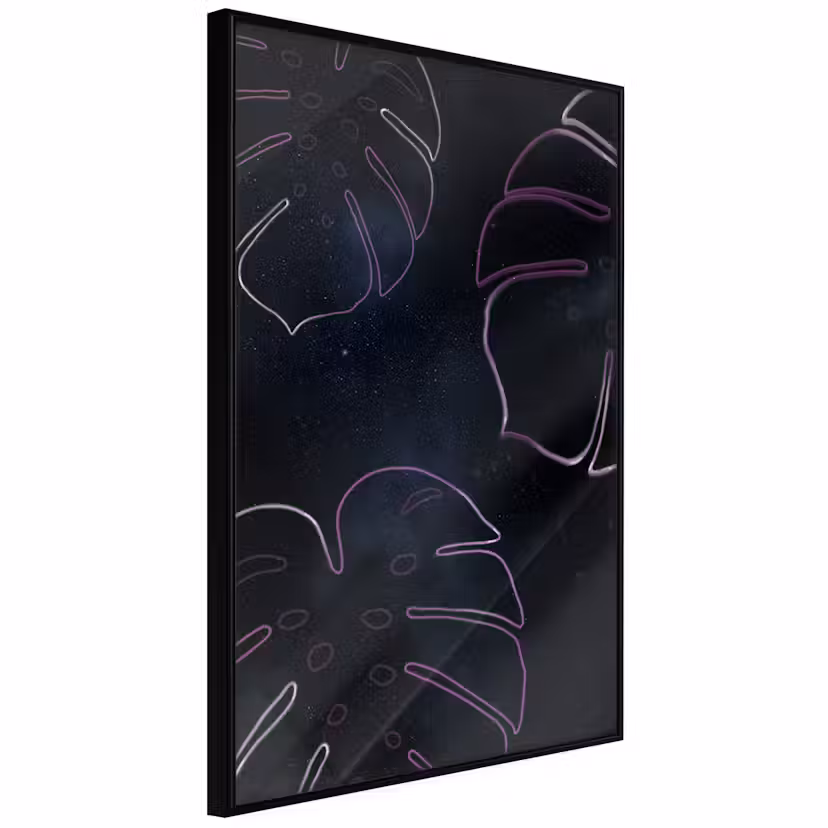 Poster Artgeist Affisch Galactic Monstera Svart ram, 40x60 cm