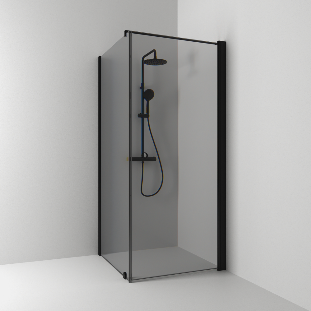 HÖRNDUSCH SVEDBERGS RAK/FAST SK HG SV/RÖ70X80, MATT RÖK INTHT 70X198X80CM