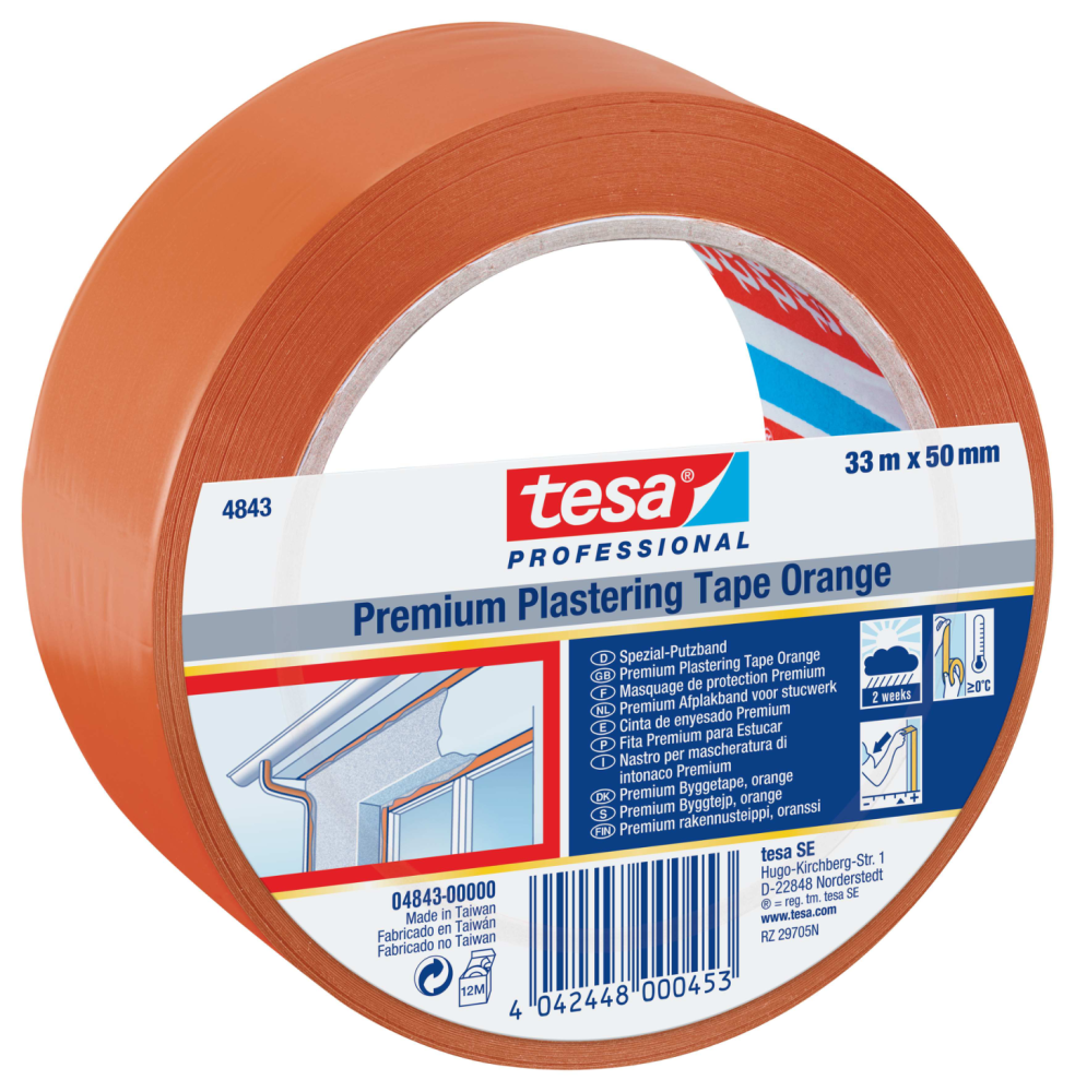 BYGGTEJP TESA 50MM 33M ORANGE PVC