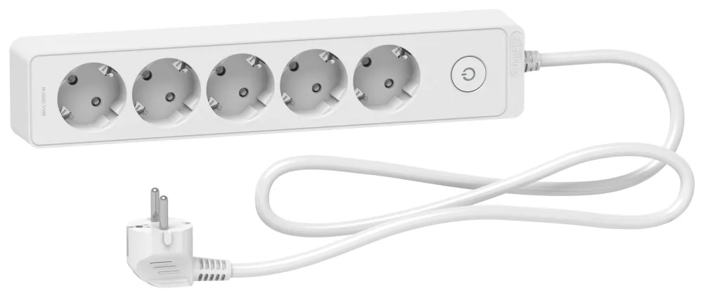 Schneider Electric Unica Extend Grenuttag 5-vägs, brytare, jordat, 1.5 m Vit