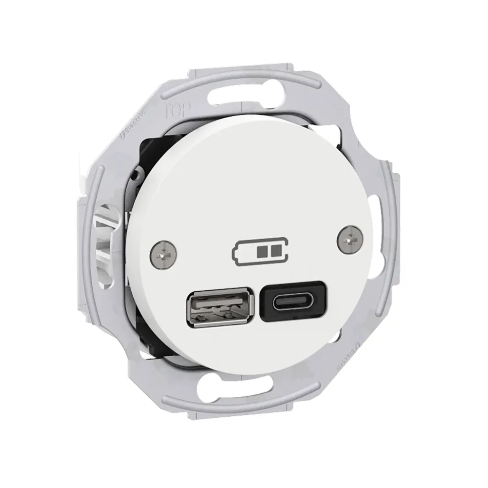 Schneider Electric WDE011764 Laddstation 2 utgångar, 45W, Typ A+C, infälld, IP21 Vit - Bild 2