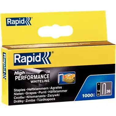 Rapid Nr 36 Bredtrådsklammer Stål, vit, 1000-pack