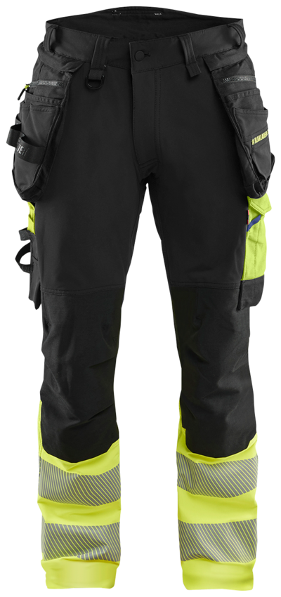 VARSELBYXA BLÅKLÄDER 1125 1648 S/G D116, SVART/VARSELGUL 4VSTRETCH