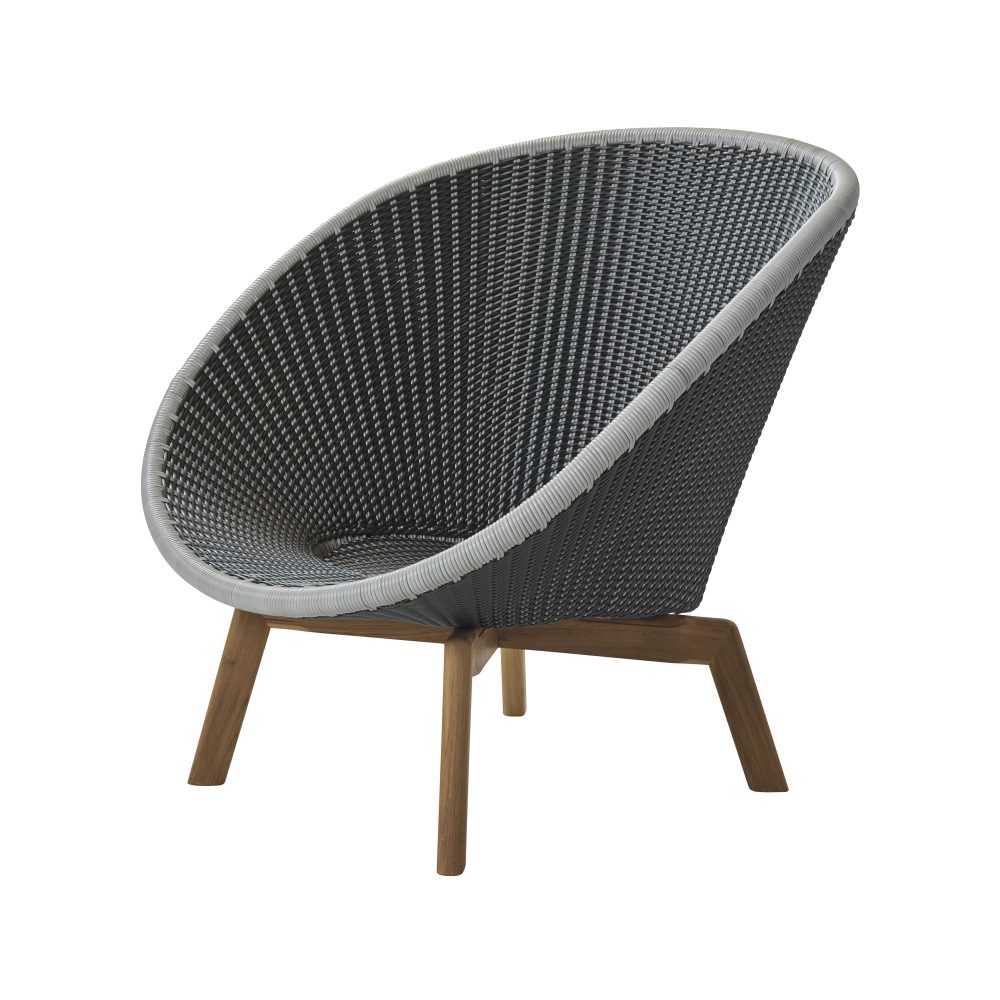 Peacock Weave loungefåtölj, Grey/light grey, ben i teak