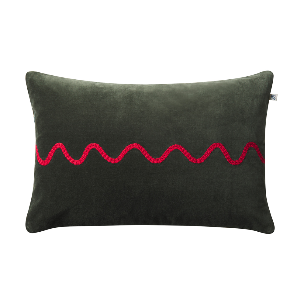 Natu kuddfodral 40x60 cm, Forest green-red