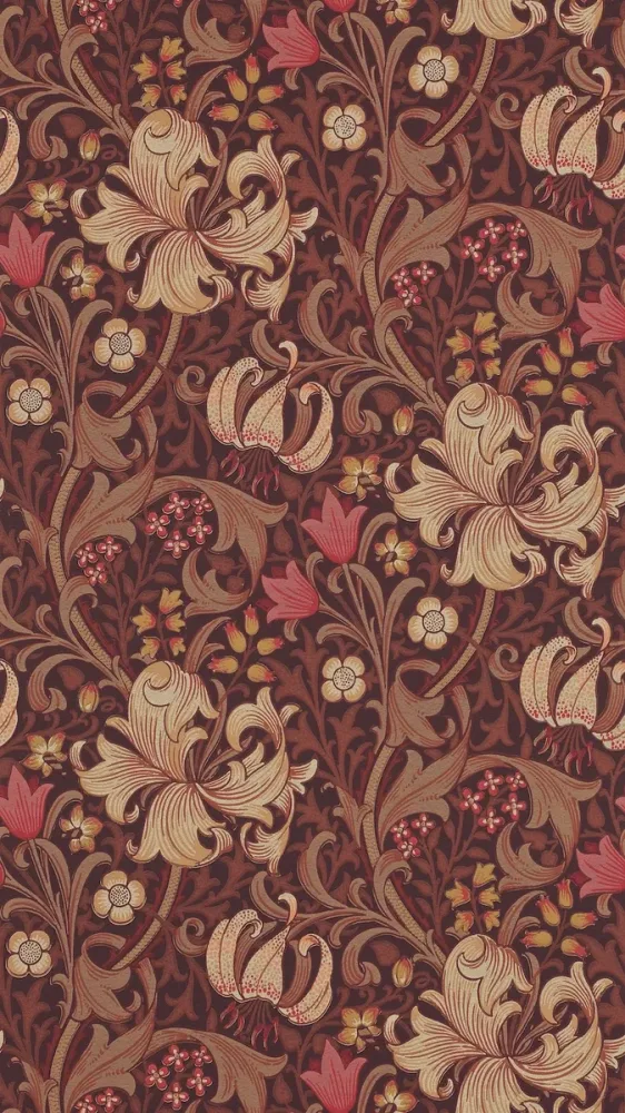 Morris & Co - Golden Lily Fig/Burnt Ora Morris and Friends Wallpa