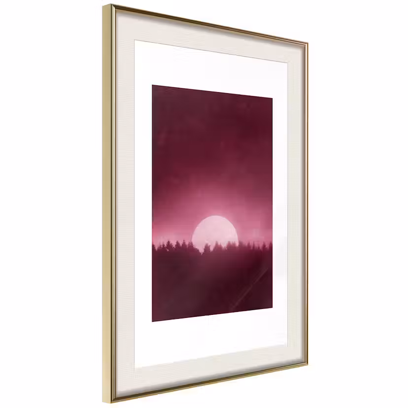 Poster Artgeist Affisch Full Moon Guld ram med passepartout, 40x60 cm