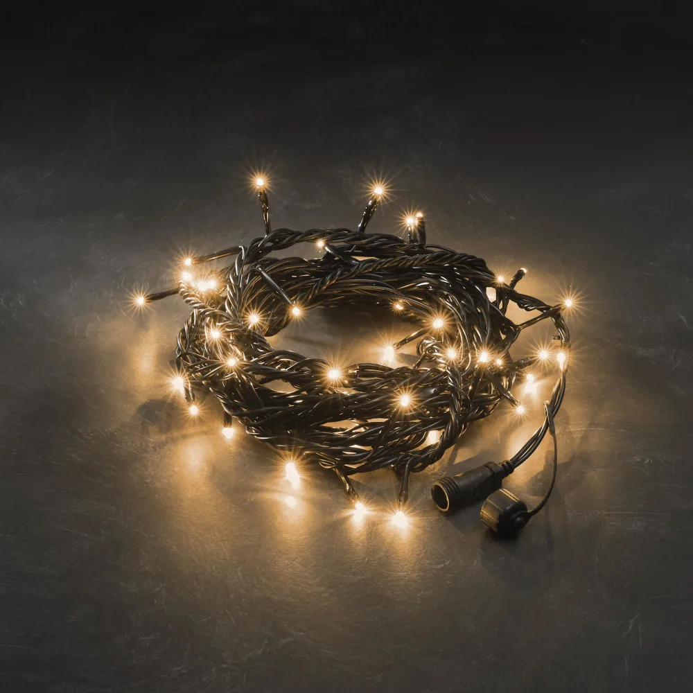 Konstsmide 4850-107 Ljusslinga svart mjuk kabel, 50 LED Varmvita