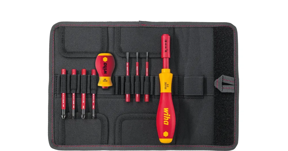 Wiha slimVario 41232 Bitsskruvmejselsats 10 delar, PH/PZ/Spår, 1000 V