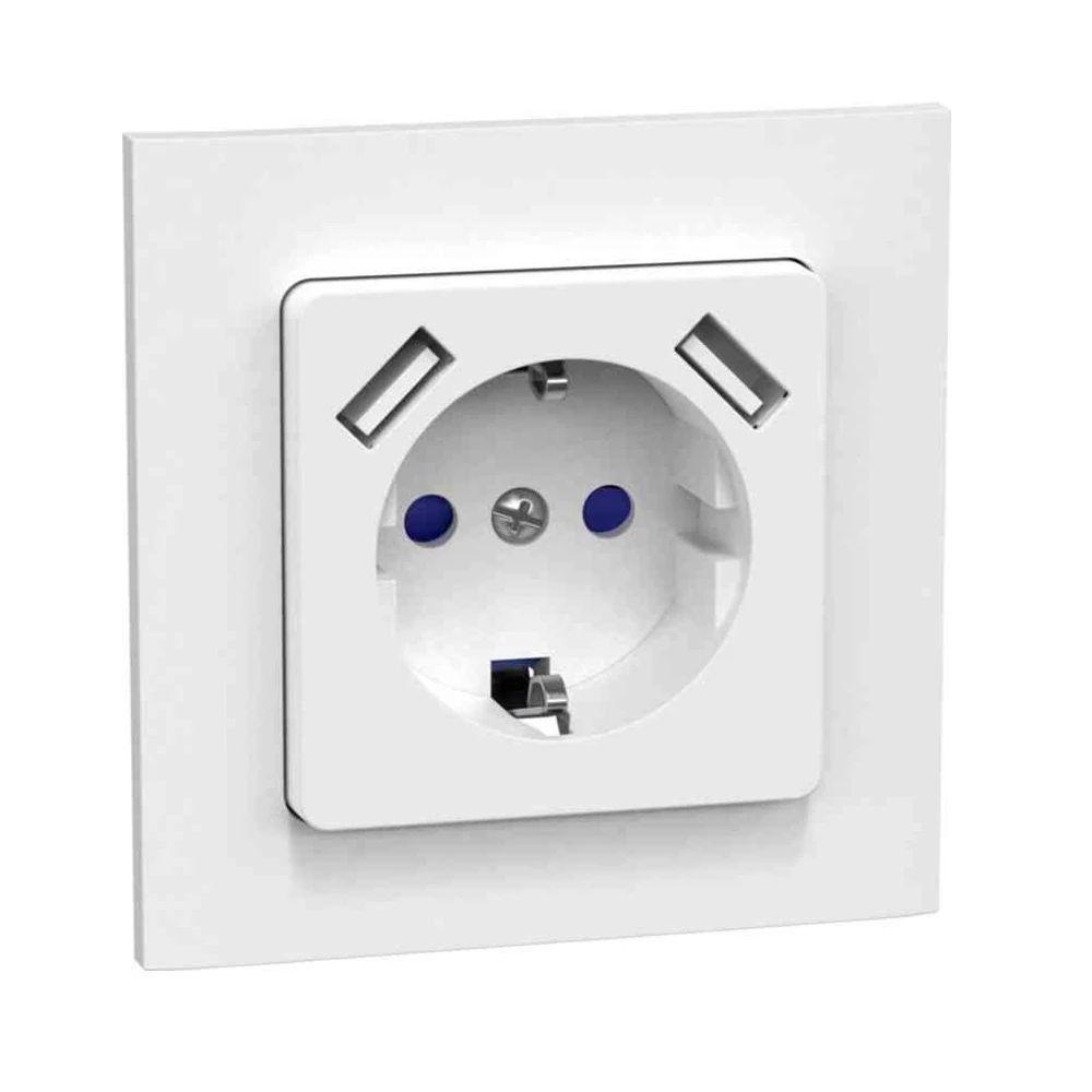 Jordat Vägguttag Connect 2 Home 1-vägs + 2 Usb, Infälld - Bild 2