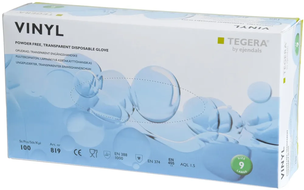 Tegera 819A Engångshandske Vinyl, Opudrad 7, 100-pack