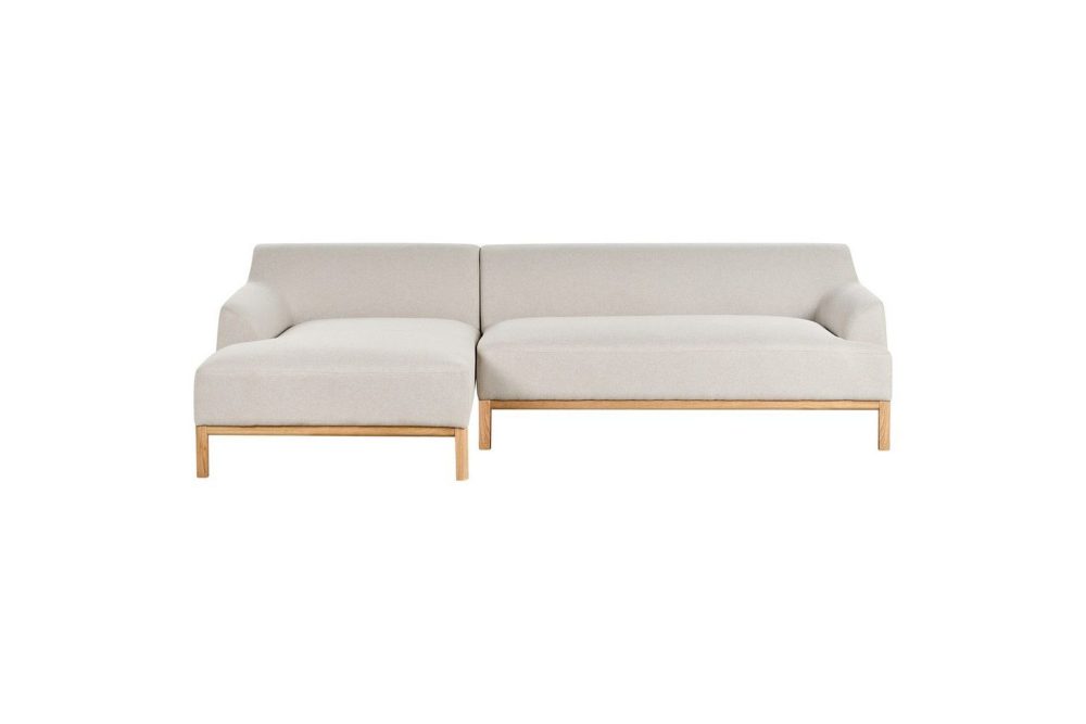 Hörnsoffa Sosjo Beige, ljust trä, Högervänd