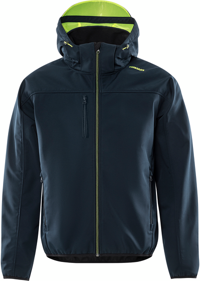 SOFTSHELLJACKA HUVA 4655 GBF MÖRK MARIN/VARSELGUL STL 2XL