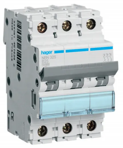 Hager NBN363 Dvärgbrytare 3-polig, 10kA, B-karakteristik 63A