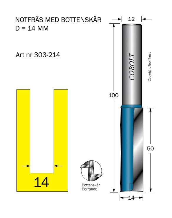 Cobolt 303-214 Notfräs D=14 L=50 TL=100 S=12