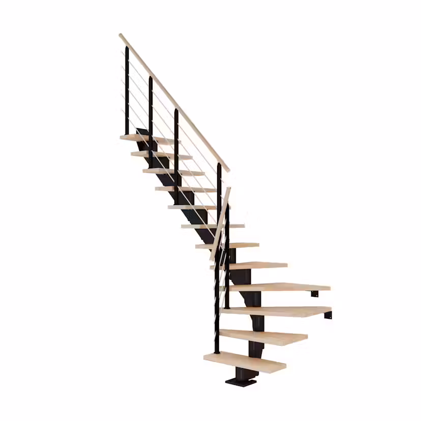 Spartrappa Dolle Hamburg Bok Oljad 1/4 Design Svart, LxB: 2870x790 mm, Max Takhöjd: 2770-3220 mm