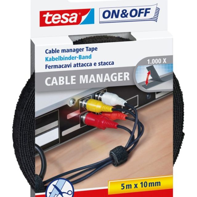 Kjøp Tesa Borrelåsbånd strimler, 10 mm, 5 m, svart