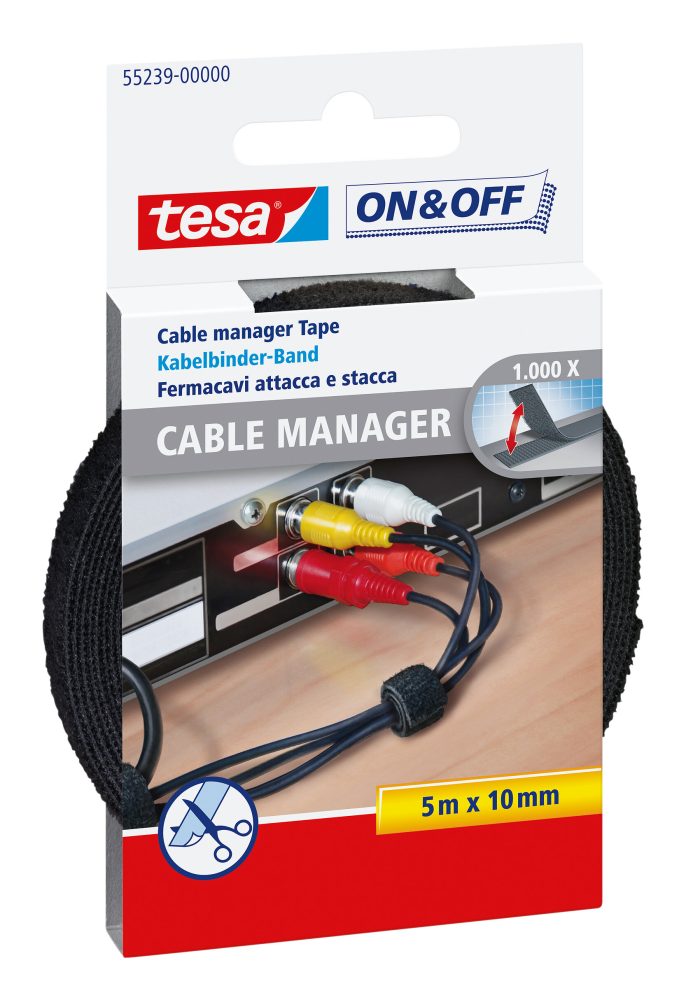 Kjøp Tesa Borrelåsbånd strimler, 10 mm, 5 m, svart