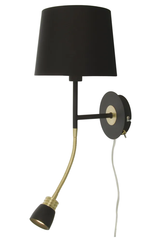 Aneta Lighting Eketorp 10758-15-25 Vägglampa svart/mässing, E14/LED