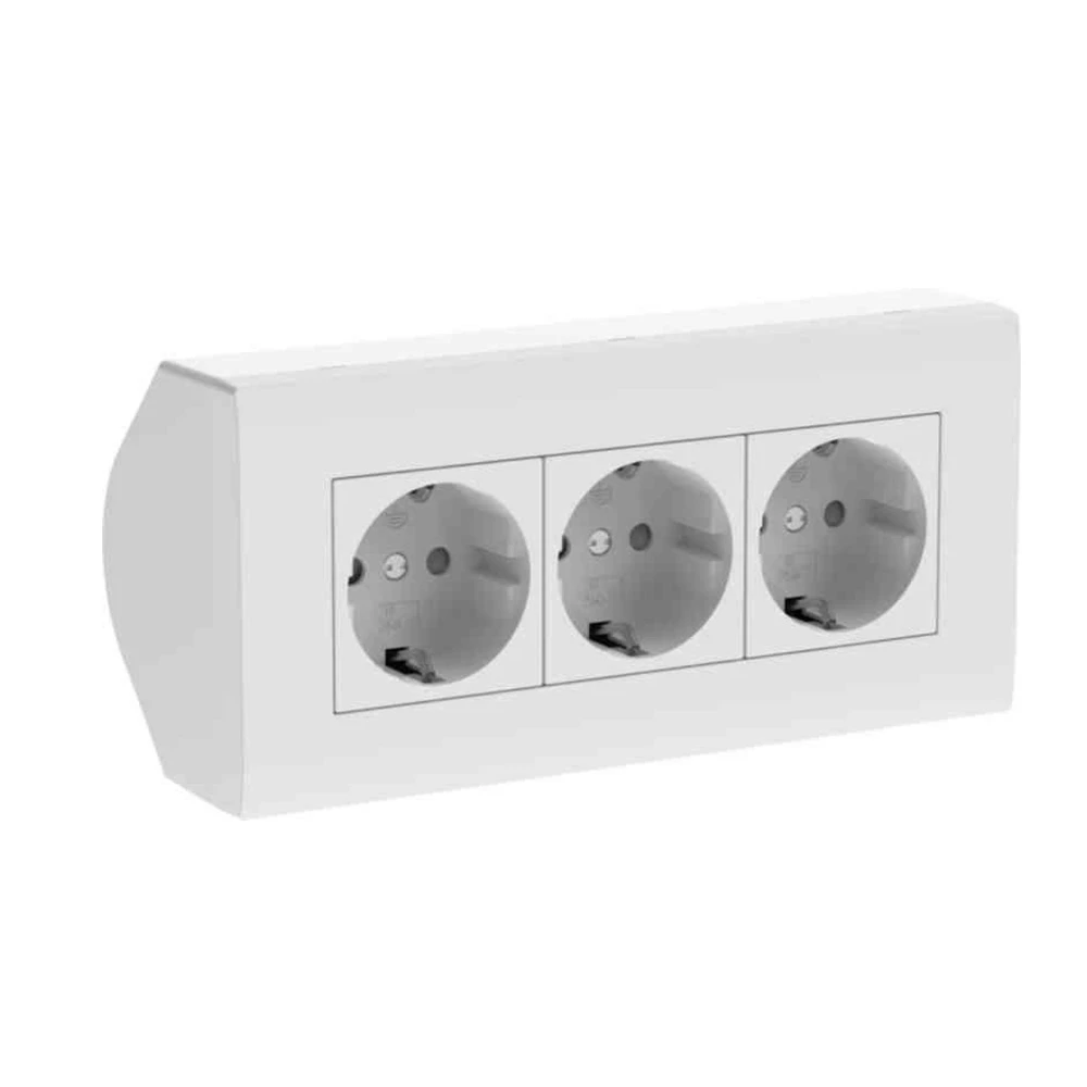 Jordat Vägguttag Connect 2 Home Hörnbox 3-vägs