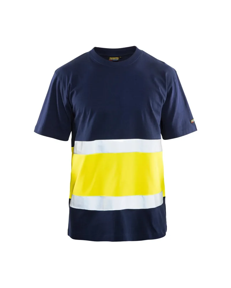 Blåkläder 338710308833L T-shirt marinblå/varselgul Stl L