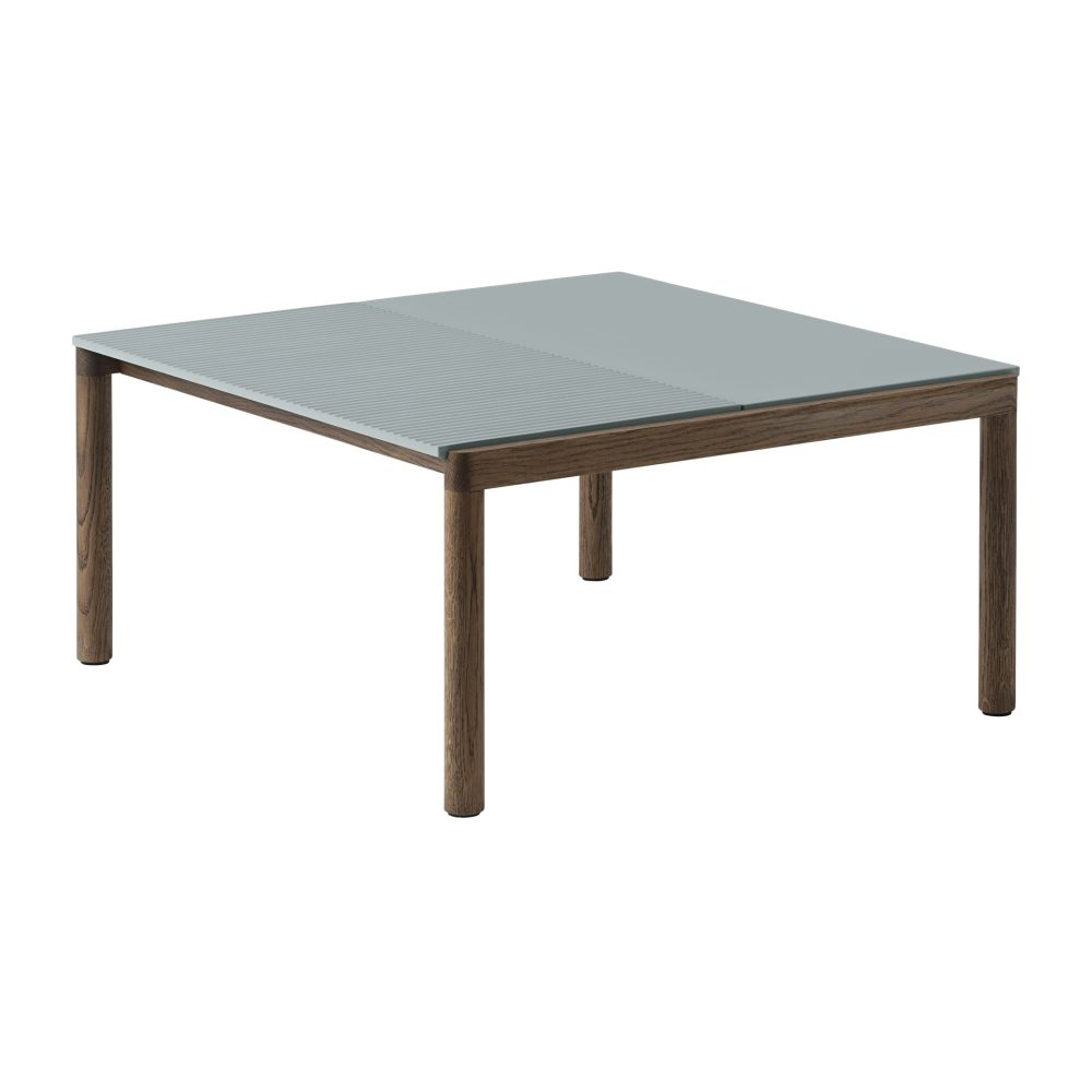 Couple 1 Plain-1 Wavy soffbord 80x84x40 cm, Pale blue-dark oiled oak