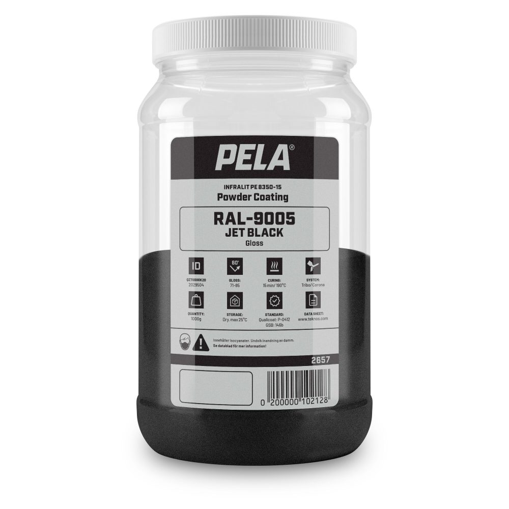 Kjøp Pulverlakkfarge svart, halvblank, 1 kg