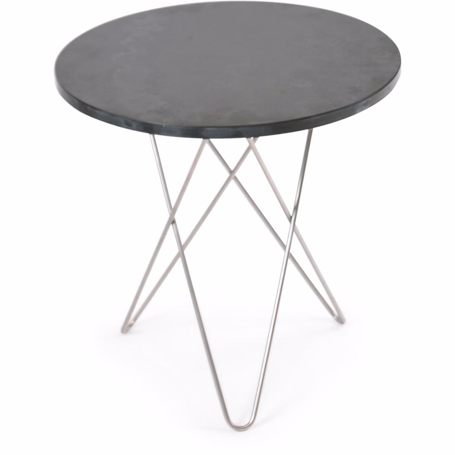 Tall Mini O Table Sidobord Ø50 cm, Stål/Rustik skiffer