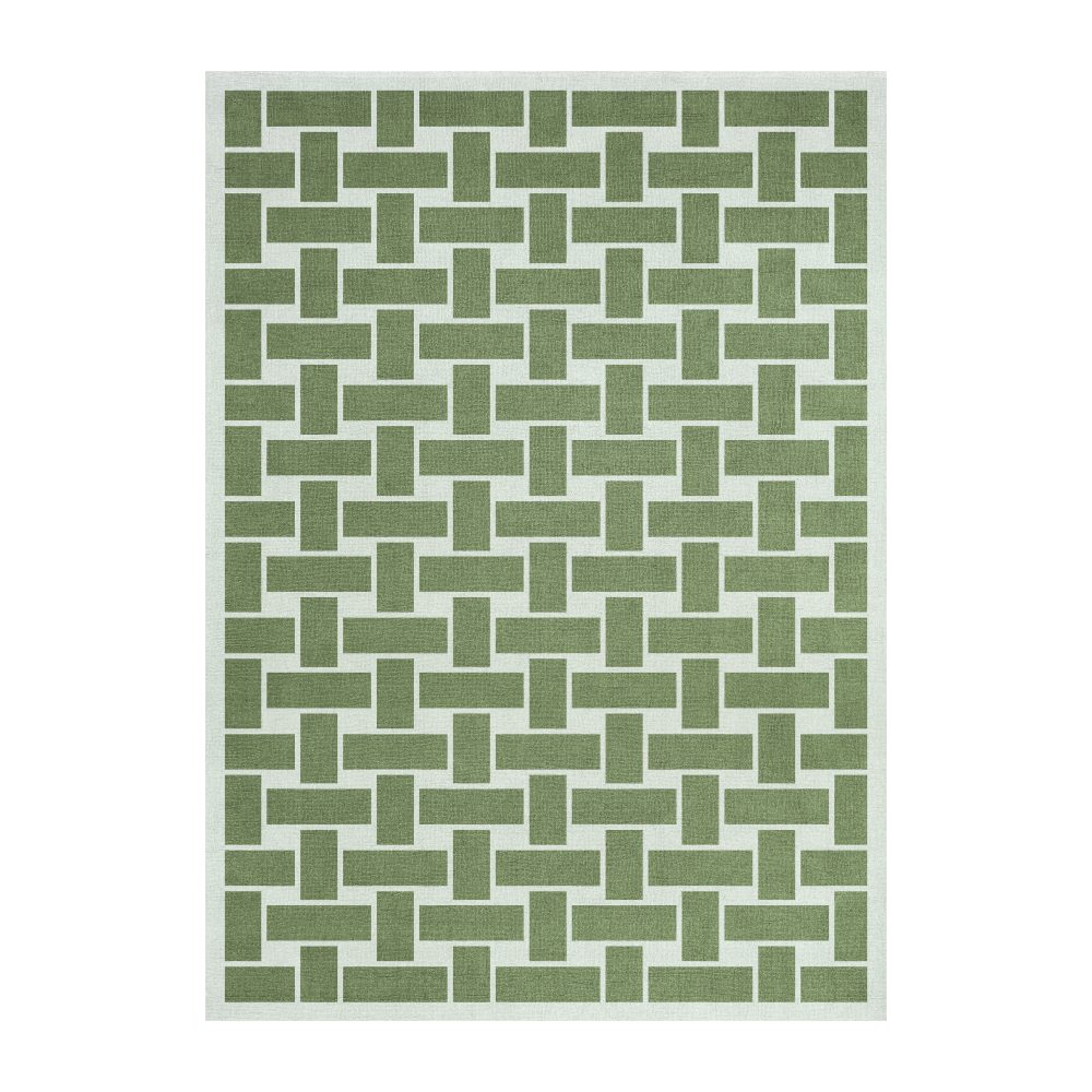 60S Geo Basket Weave ullmatta, Olive, 180x270 cm