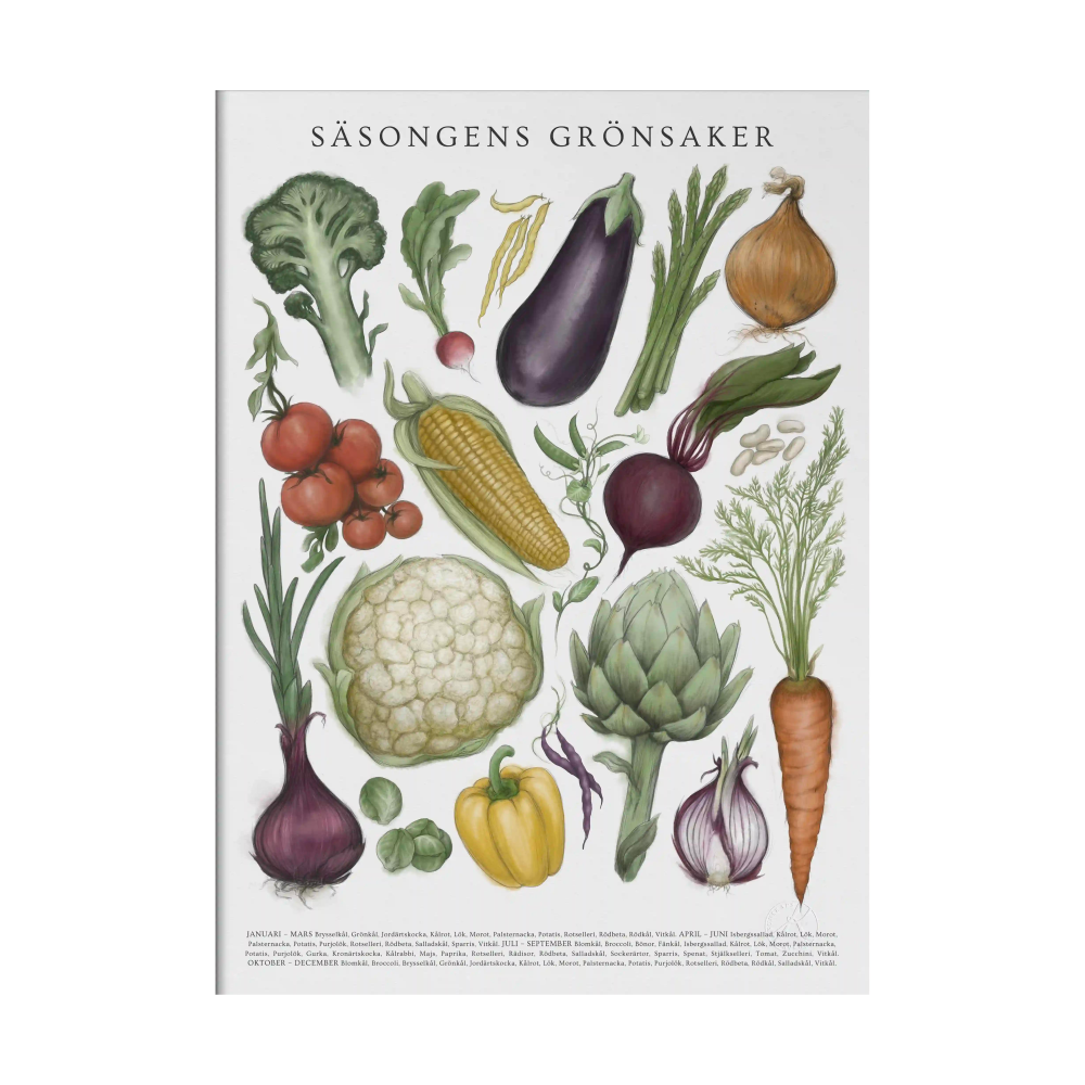 Säsongens Grönsaker poster, 30x40 cm