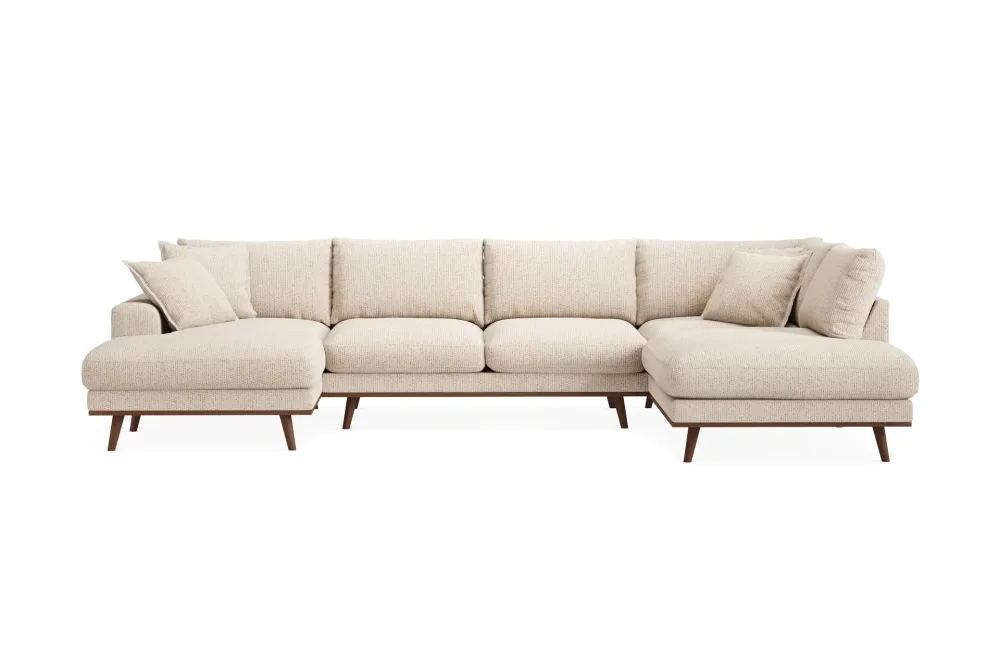 Copenhagen Premium 5-sits Högervänd U-formad Djup Soffa med Divan och Schäslong i Chenille