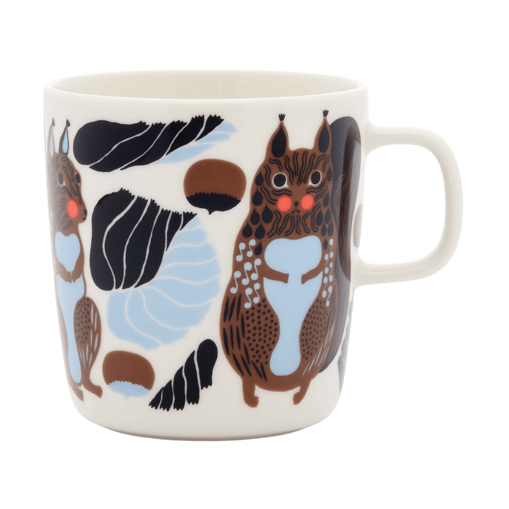 Kurre mugg 40 cl, White-brown-black-light blue