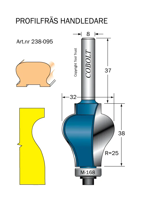 Cobolt 238-095 Profilfräs D=32 L=38 R=25