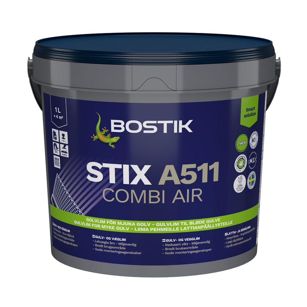 Golvlim Vinyl Stix A511 Combi 1 Liter Vit Bostik