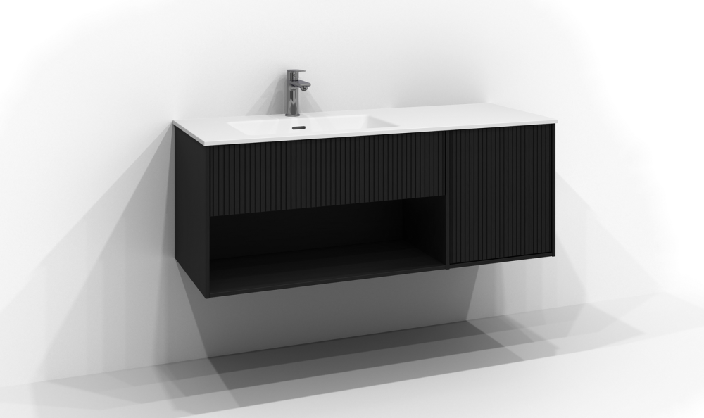 TVÄTTSTÄLLSSKÅP SVEDBERGS EPOS RAND SVART ASK 1+1L ÖPPEN VÄ PUSH 120X45X45CM